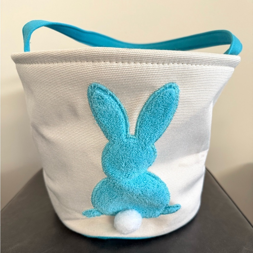 Kids Easter Bunny Bucket Bag - Blue & White